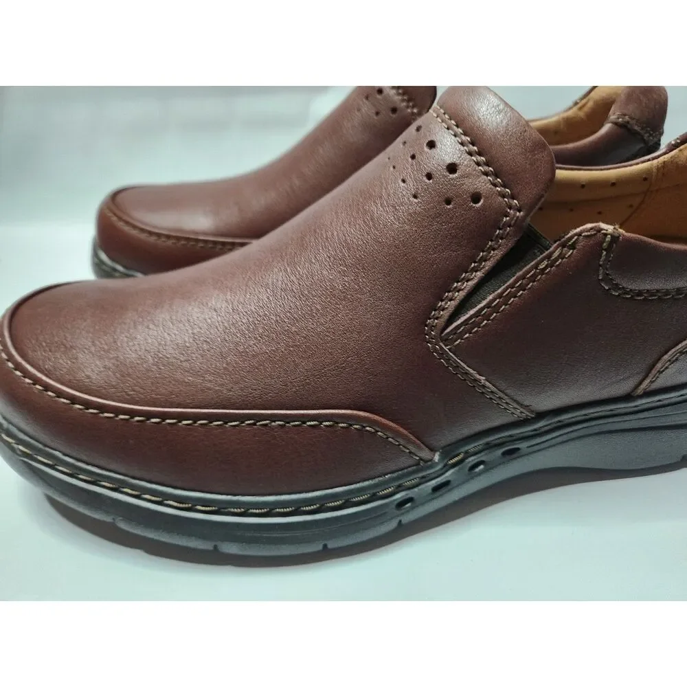 Clarks Un Brawley Step Men’s Leather Slip‑On Shoes 11.5W Mahogany
